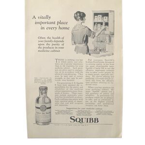 Vintage 1923 Squibb Vitally important Every Home Ad Advertisement
